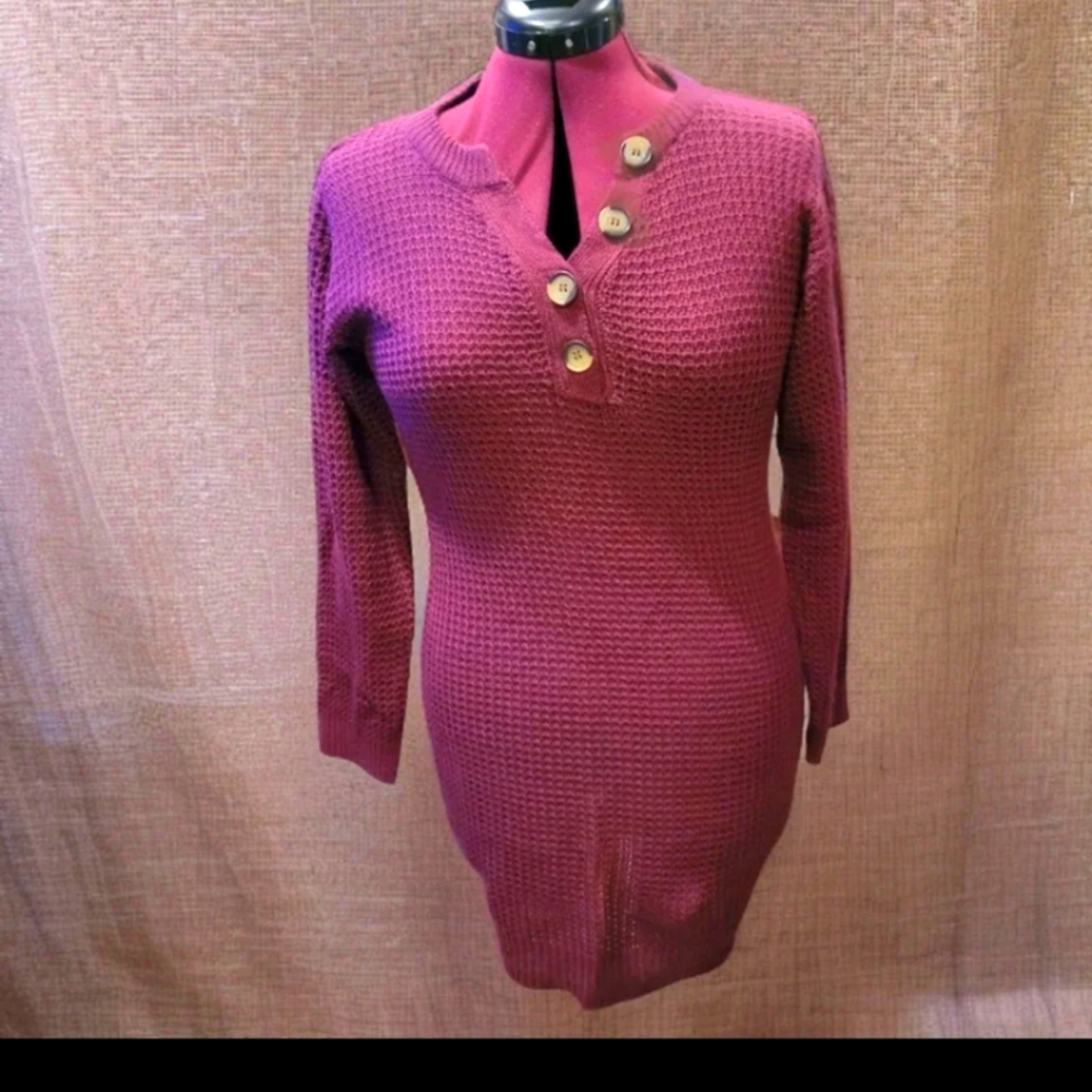 No Comment NY/LA Maroon Sweater Dress NWOT